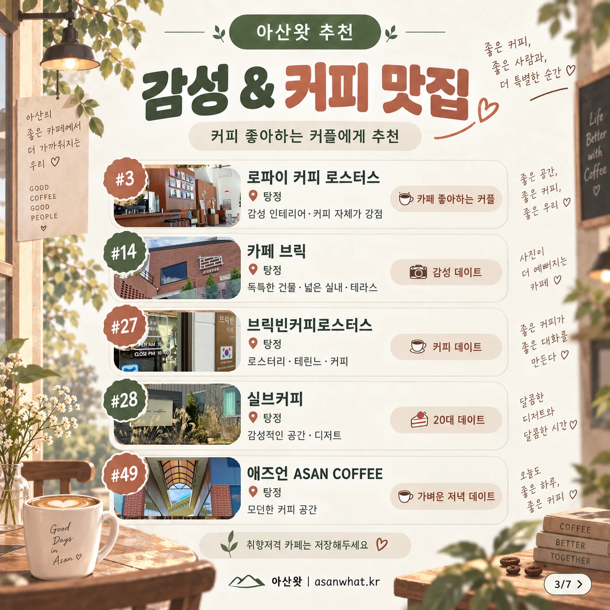 감성 & 커피 맛집 안내 카드 이미지